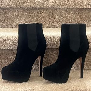 Black Suede Platform Bondage Boots